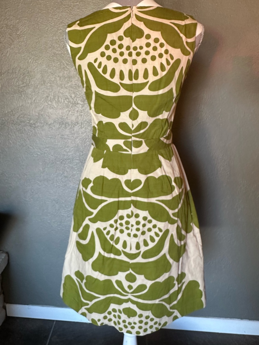 Anthropologie Tabitha Olive and Cream Floral Midi Dress